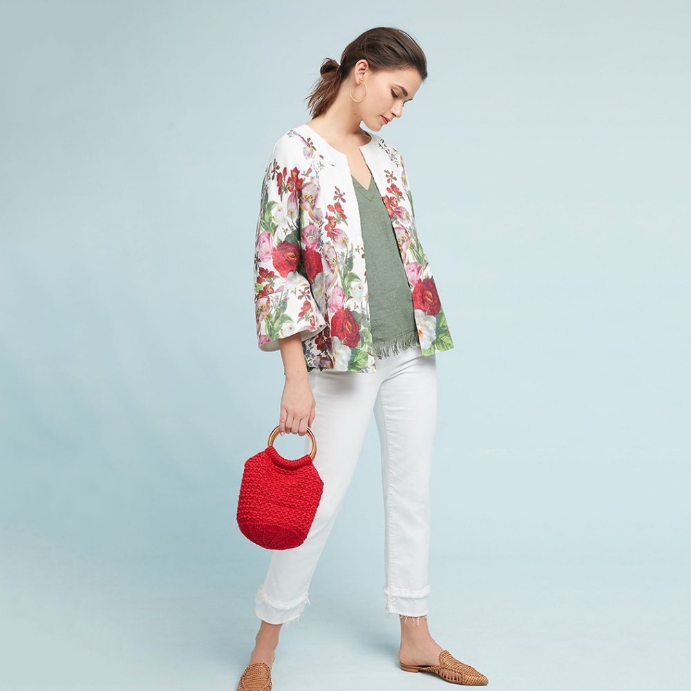 Eva Franco Anthropologie Rose Linen Coat - Picture 2 of 5